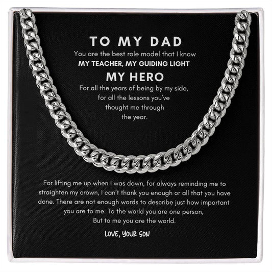 To My Dad | Cuban Link Chain | My Hero, My Guiding Light | Best Gift for Dad | Best Gift for fathers Day