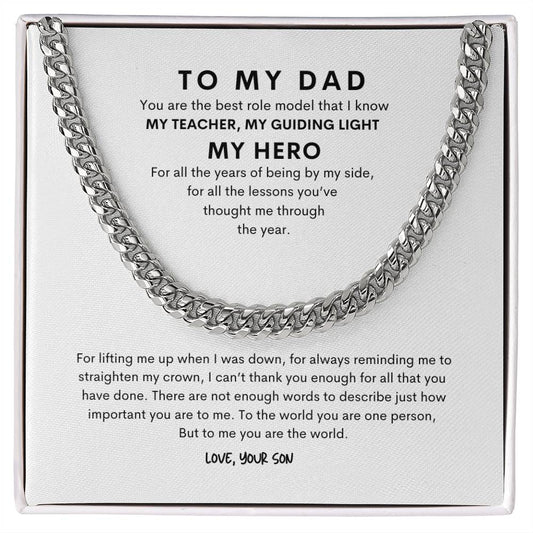 To My Dad | Cuban Link Chain | My Hero, My Guiding Light | Best Gift for Dad | Best Gift for fathers Day