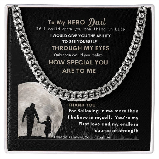 To My Hero Dad | Cuban Link Chain | Forever my Hero | Best Gift for Dad | Best Gift for fathers Day