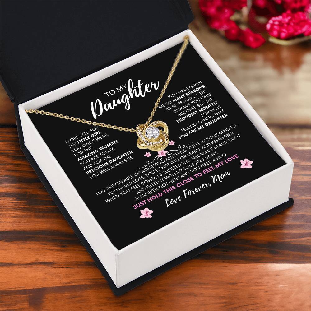 Moms Heartfelt Promise | To My daughter Necklace | Love Squeeze necklace | Love Knot Necklace