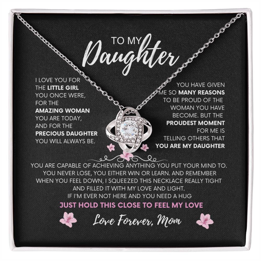 Moms Heartfelt Promise | To My daughter Necklace | Love Squeeze necklace | Love Knot Necklace