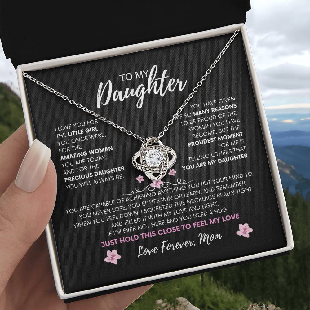 Moms Heartfelt Promise | To My daughter Necklace | Love Squeeze necklace | Love Knot Necklace