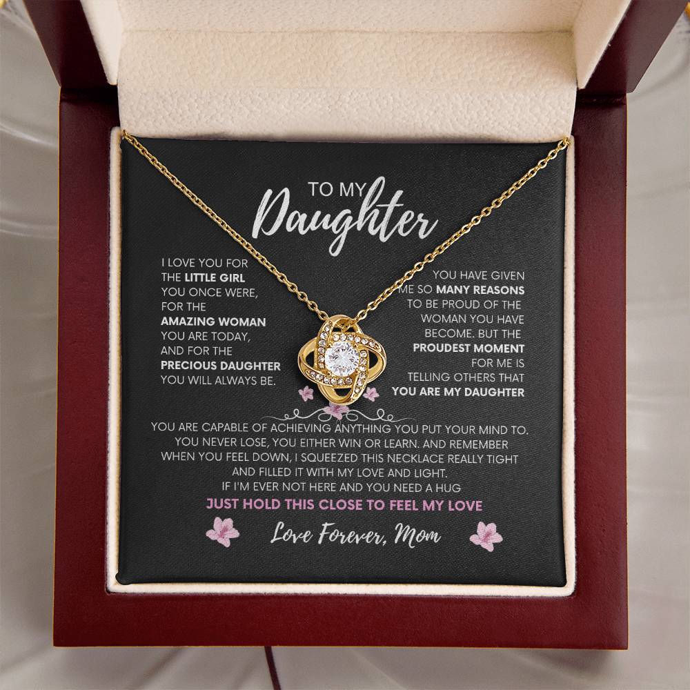 Moms Heartfelt Promise | To My daughter Necklace | Love Squeeze necklace | Love Knot Necklace