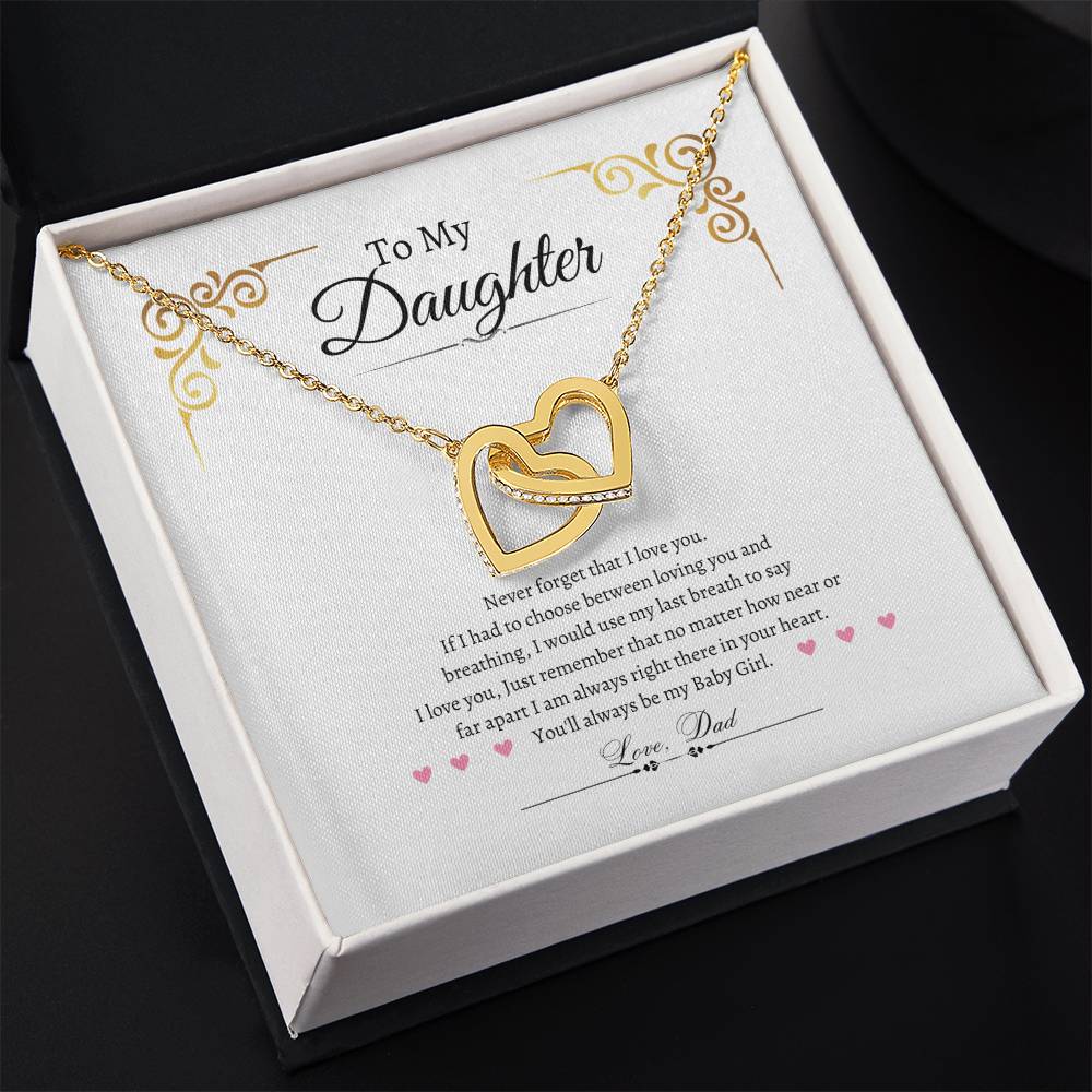 Love Daughter | Interlocking Heart Necklace| Father daughter necklace | Mother daughter necklace