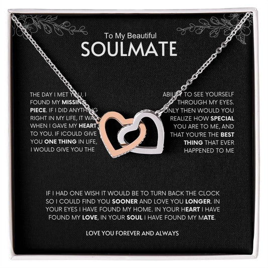 To My Beautiful Soulmate | Interlocking Hearts Necklace  | Best gift for Wife | Best Gift for Spouse | Best Gift for Wedding Anniversary | Best gift to say I love you👩‍❤️‍💋‍👨❤️