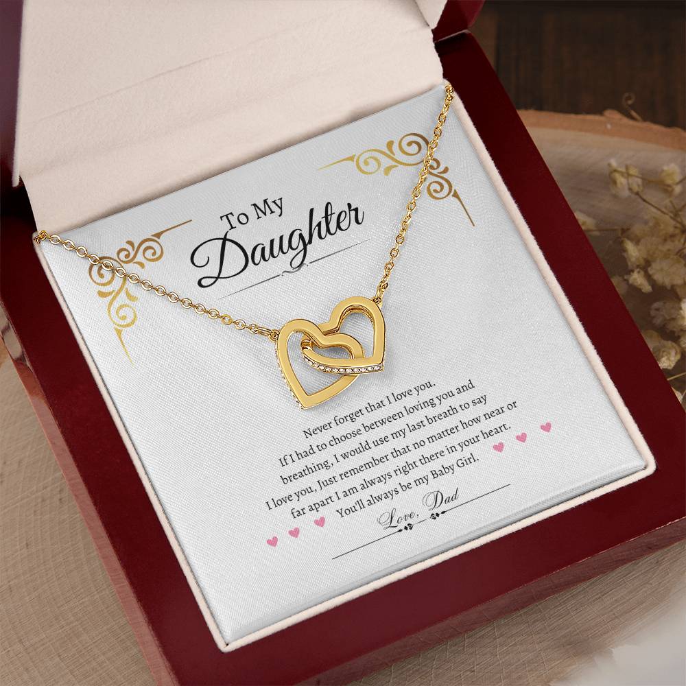 Love Daughter | Interlocking Heart Necklace| Father daughter necklace | Mother daughter necklace