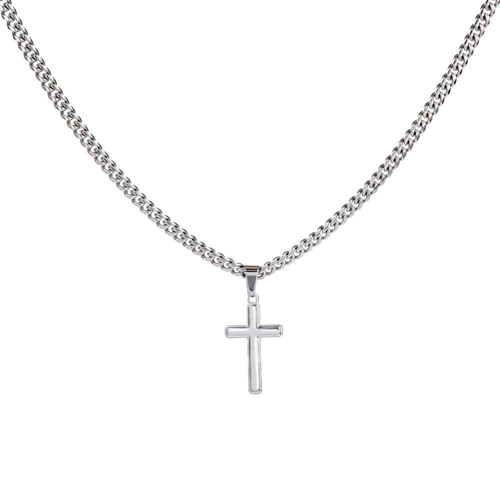 Prayerful Son Necklace | Best gift for Son | Best gift from Dad | Artisan Cross Necklace on Cuban chain