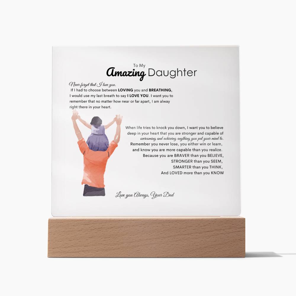 To My Amazing Daughter | Acrylic Square Plaque | Best Gift for daughter | Best gift for daughters graduation