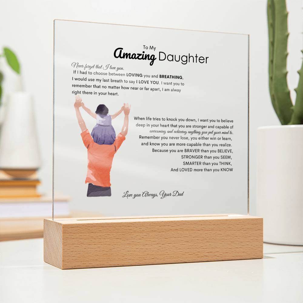 To My Amazing Daughter | Acrylic Square Plaque | Best Gift for daughter | Best gift for daughters graduation