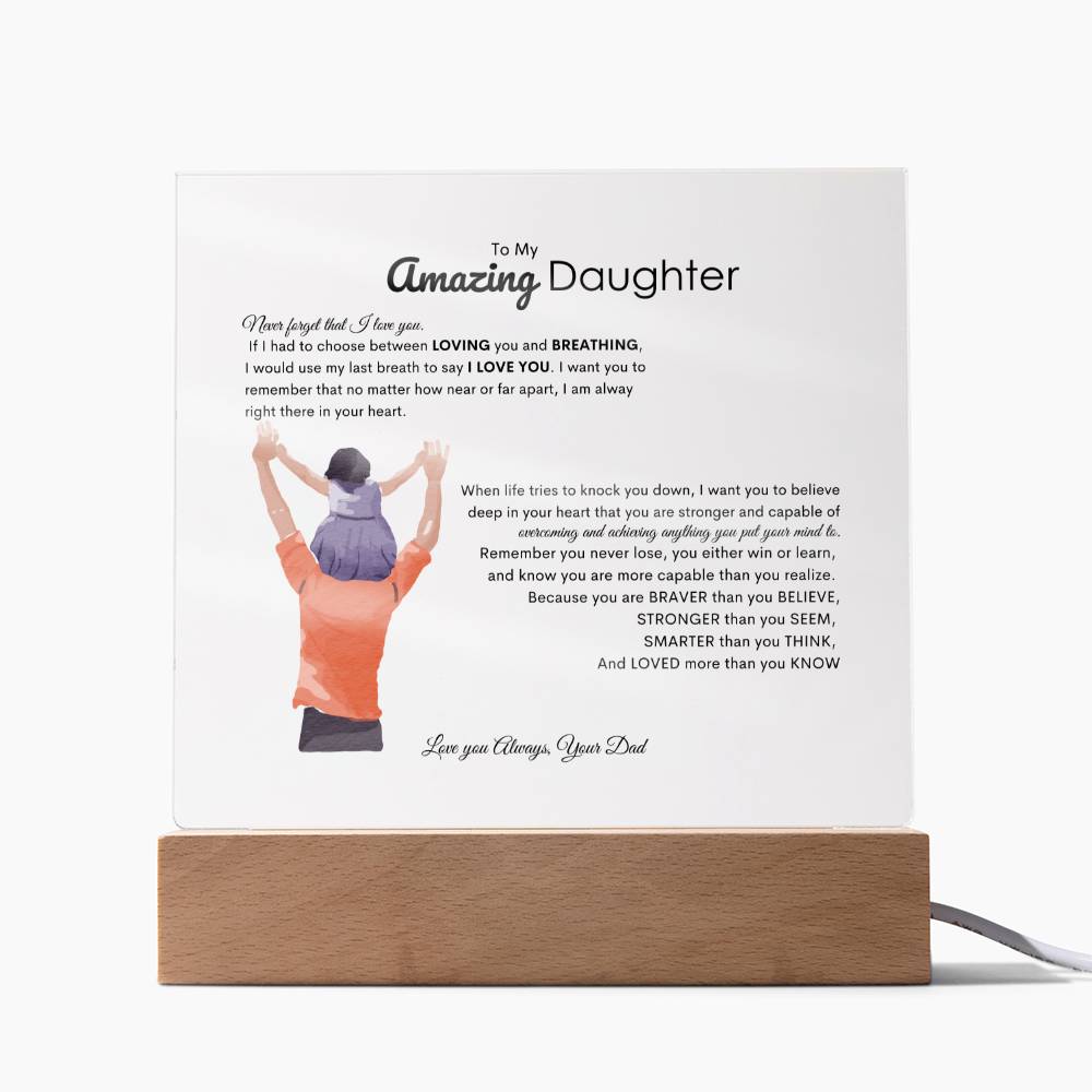 To My Amazing Daughter | Acrylic Square Plaque | Best Gift for daughter | Best gift for daughters graduation